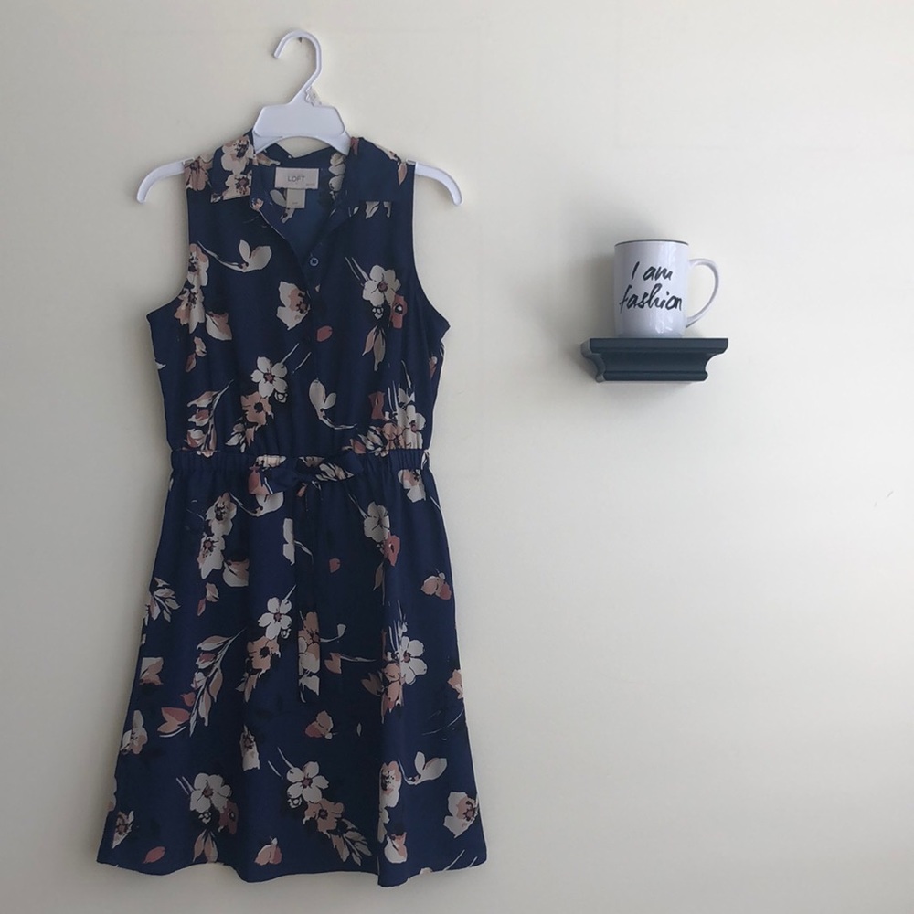 Navy Floral Sleeveless Sundress